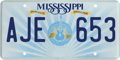 MS license plate AJE653