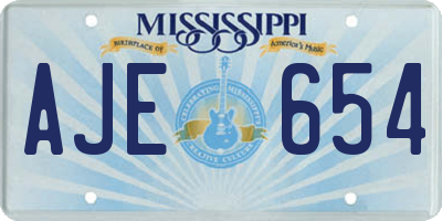 MS license plate AJE654