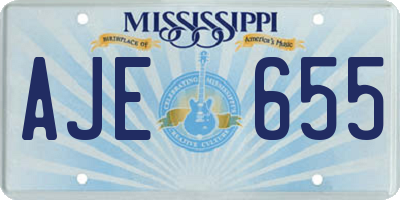 MS license plate AJE655