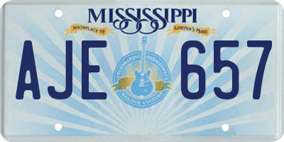 MS license plate AJE657