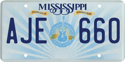 MS license plate AJE660