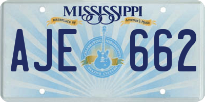 MS license plate AJE662