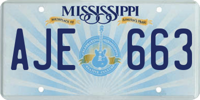 MS license plate AJE663