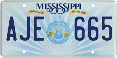 MS license plate AJE665