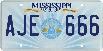 MS license plate AJE666