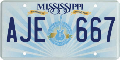 MS license plate AJE667