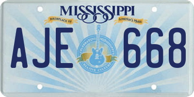 MS license plate AJE668