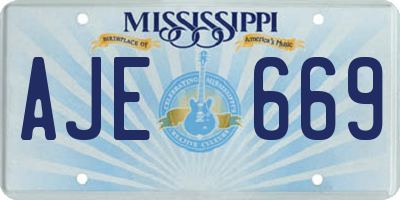 MS license plate AJE669