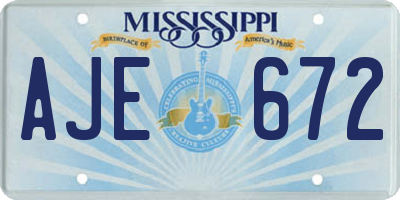 MS license plate AJE672