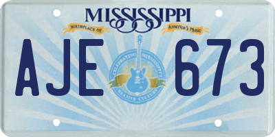 MS license plate AJE673