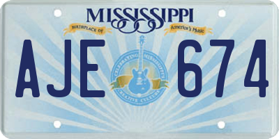 MS license plate AJE674