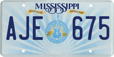 MS license plate AJE675
