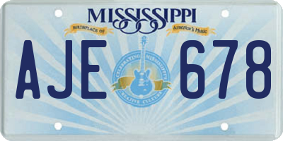 MS license plate AJE678