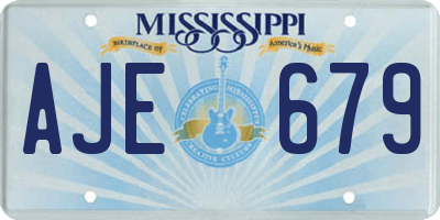 MS license plate AJE679