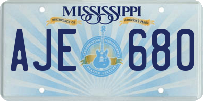 MS license plate AJE680