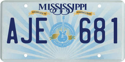 MS license plate AJE681