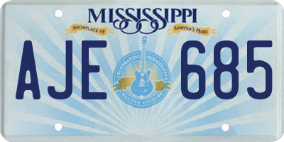 MS license plate AJE685