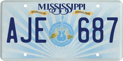 MS license plate AJE687