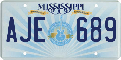 MS license plate AJE689