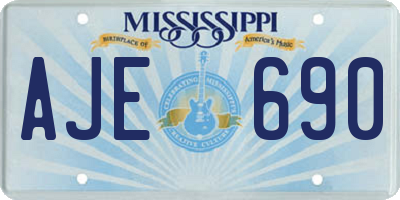 MS license plate AJE690