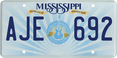 MS license plate AJE692