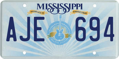 MS license plate AJE694