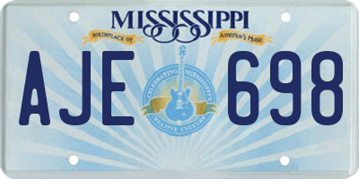 MS license plate AJE698
