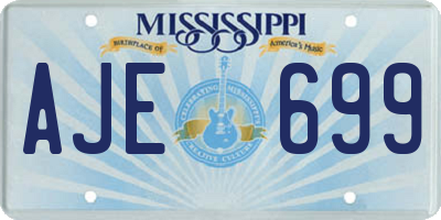 MS license plate AJE699