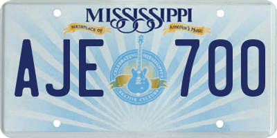 MS license plate AJE700