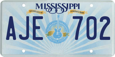 MS license plate AJE702