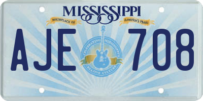 MS license plate AJE708
