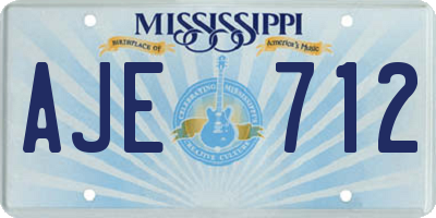 MS license plate AJE712