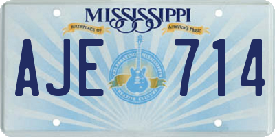 MS license plate AJE714