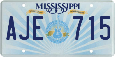 MS license plate AJE715