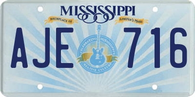 MS license plate AJE716