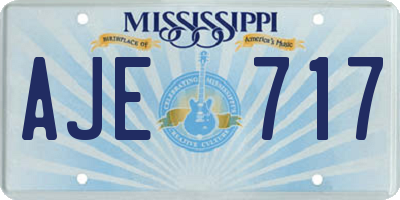 MS license plate AJE717