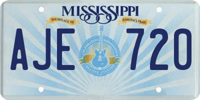 MS license plate AJE720