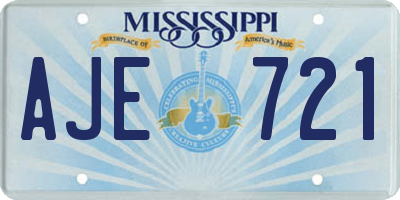 MS license plate AJE721