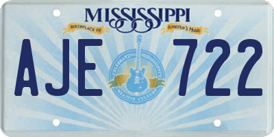 MS license plate AJE722