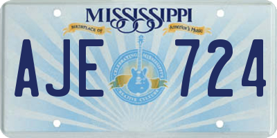 MS license plate AJE724