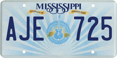 MS license plate AJE725