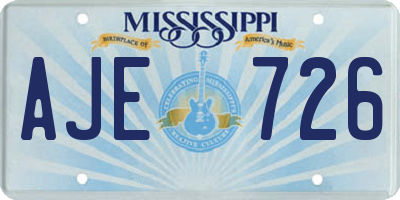 MS license plate AJE726