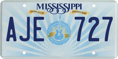 MS license plate AJE727