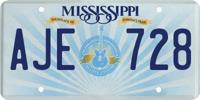 MS license plate AJE728