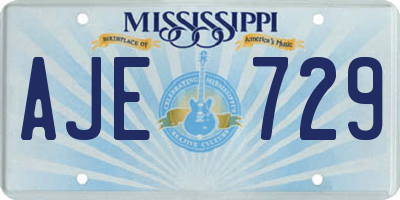 MS license plate AJE729