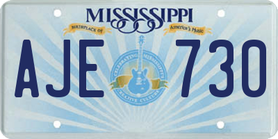 MS license plate AJE730