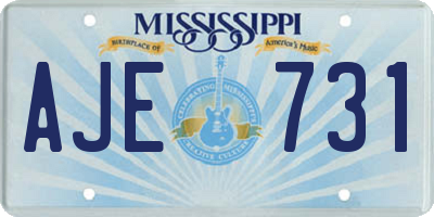 MS license plate AJE731