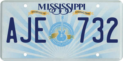 MS license plate AJE732