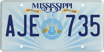 MS license plate AJE735