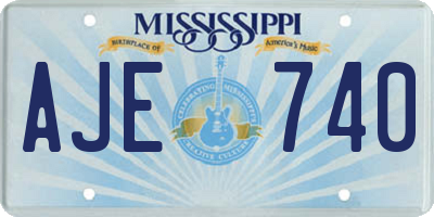MS license plate AJE740